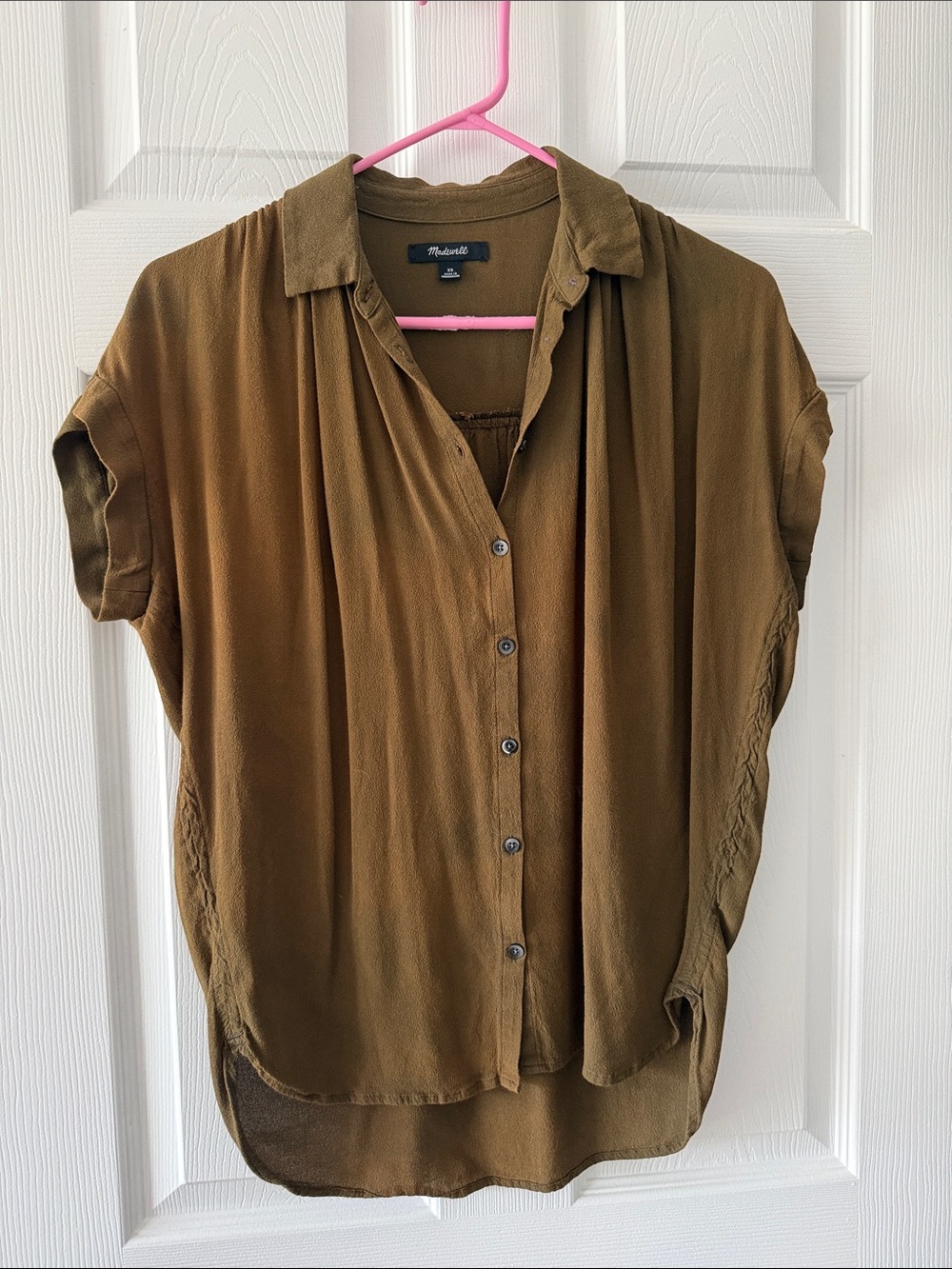 Madewell Khaki Olive Short-Sleeve Button Down Shirt